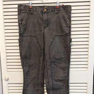 Carhartt Slim Fit Dual Panel Canvas Work Jeans | Grey Size 12 tall